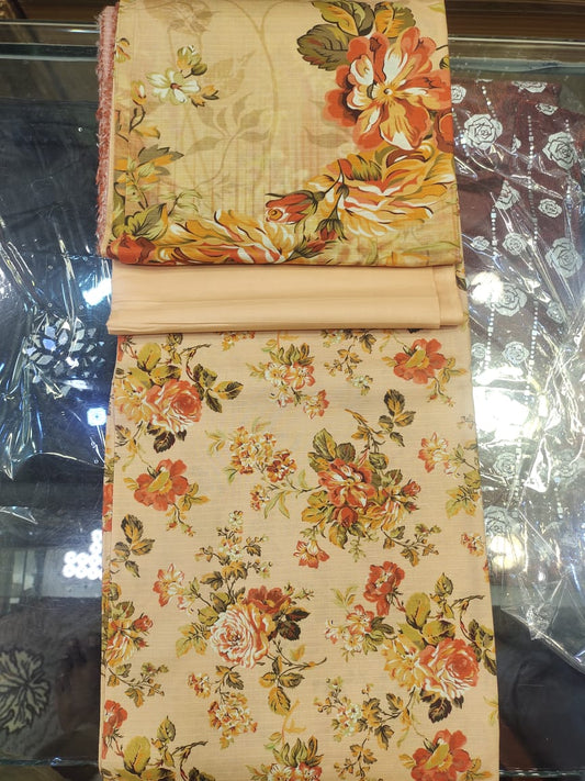 Linen Sequence EBM Shirt, Linen Print Dupatta, Linen Dyed Trouser